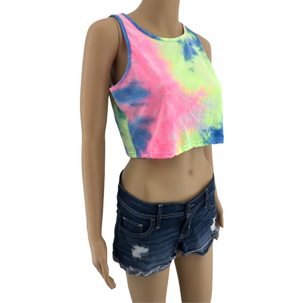 Shein SMALL Women's Neon Pastel Tie Dye Crop Top Tank Sleeveless
